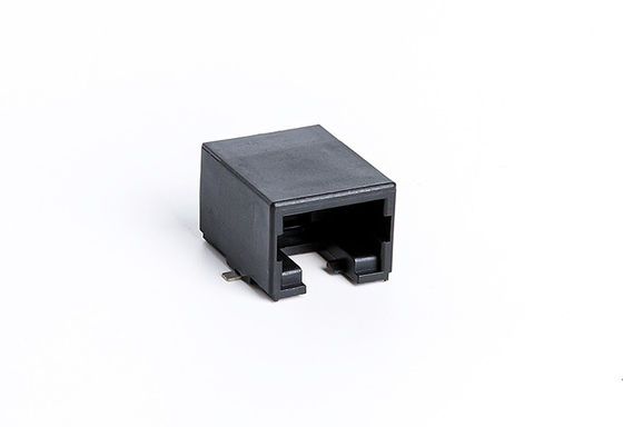 Low Profile 10p10c Vertical Rj45 Female Connector Through Hole Cool Black 6U TM56S011SXX43